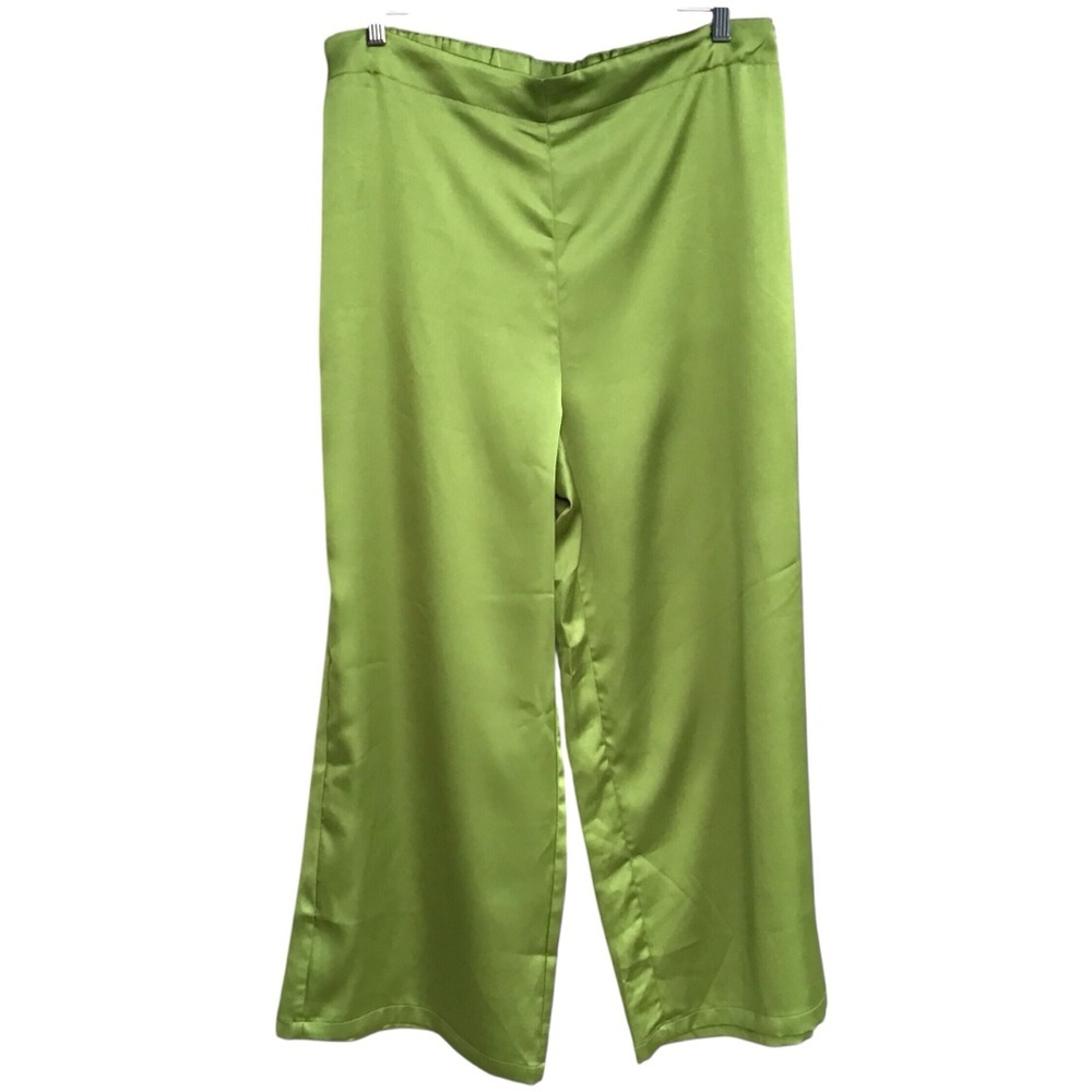 Rachel Zoe Green Wide Leg Elastic Waist Side Zip Flowy Pants Women’s XL